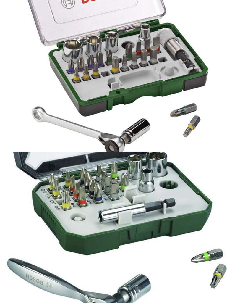 Bosch Schrauberbit- & Ratschen-Set 27-teilig – Farbcodierte Bits, Steckschlüssel, Für Schrauber & Handwerk
