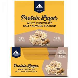 36x 50g Multipower Protein Layer - White Chocolate Salty Almond (MHD 10/22, ~1€ pro Riegel)