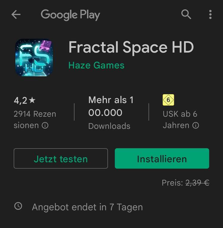 Fractal Space HD (Playstore) Freebie