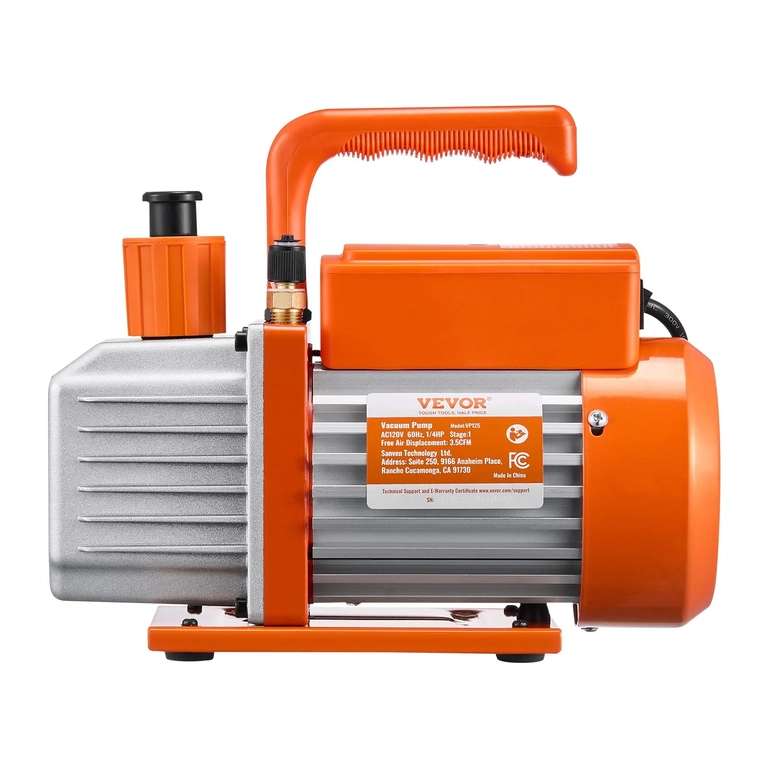 Set: Vakuumpumpe Klimaanlage 128 L/min, R32 / R290, Füllschlauch + Absperrventil Set: Vakuumpumpe Klimaanlage 128 L/min, R32 / R290, Füllschlauch + Absperrventil