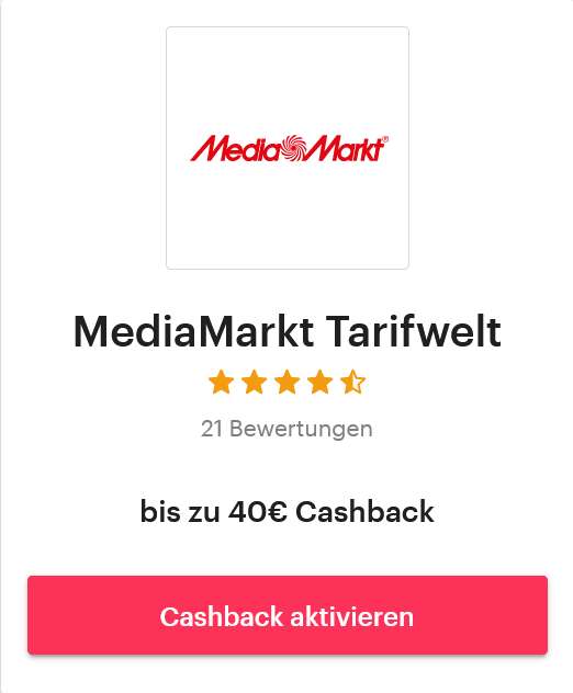Shoop, MediaMarkt Tarifwelt: 60€ Cashback für DSL Bestellung, 25€ Cashback für Handytarife