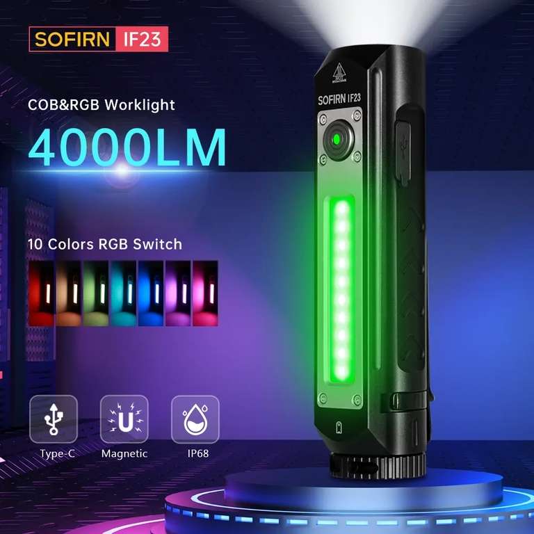 Sofirn IF23 RGB LED Taschenlampe mit Akku 21700