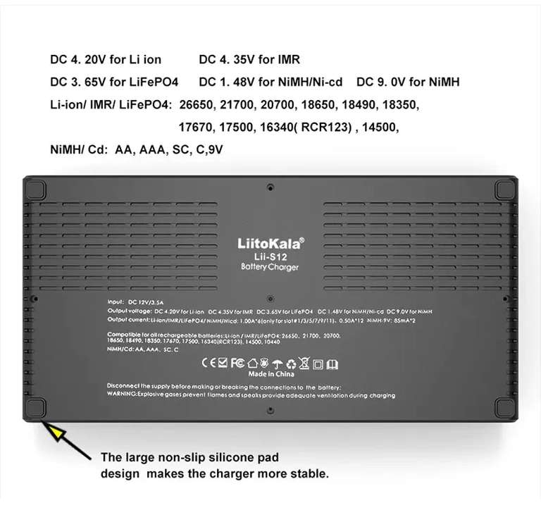 Liitokala Lii-S12 Akku-Ladegerät (12 Slots für Li-Ion, Ni-MH & LiFePo4)