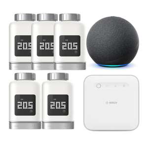 Bosch Smart Home Starter 5x smartes Thermostat + Echo Dot + Bosch Smart Home Controller Gen II