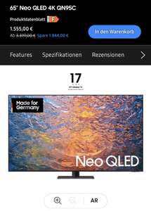 CB & Unidays! Samsung TV 65“ Neo QLED 4K QN95C (2023)