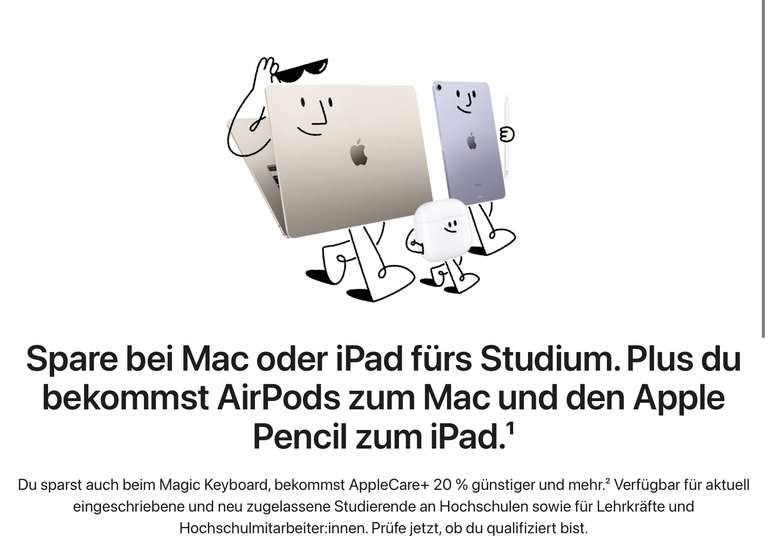 Apple Back to School 2023 - AirPods zum Mac, Apple Pencil (2. Generation) zum iPad Pro oder Air - Aktionszeitraum bis zum 23.10.2023