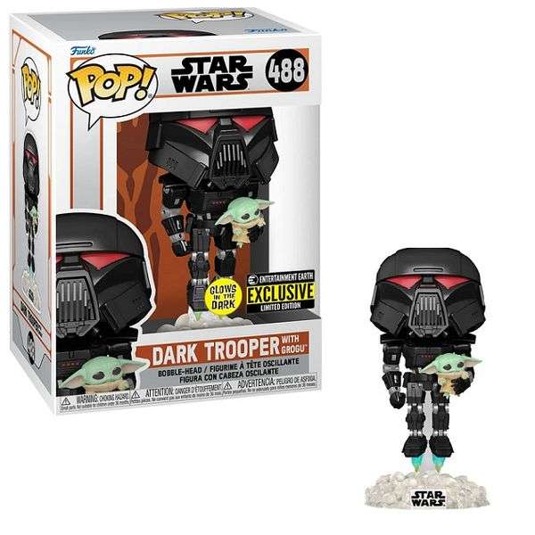 Funko POP! Star Wars: The Mandalorian - Dark Trooper mit Grogu - Prime