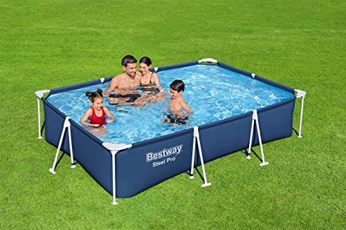 Bestway Steel Pro Frame Pool ohne Pumpe 300 x 201 x 66 cm, dunkelblau, eckig