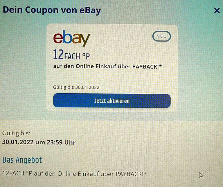 Payback Ebay 12 fach Punkte (teilweise "nur" 10 fach) (garantiert und leider wieder mal personalisiert)
