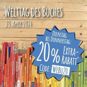 Welttag des Buches: 20 % Extra Rabatt bei kinderbuch.eu | bereits reduzierte Kinder- und Jugendbücher, Geschenkartikel, Spiele