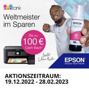 Epson EcoTank ET-4856 ET-5150 ET-2850 ET-4800 ET-3850 Multifunktionsdrucker Cashback Aktion bis zu 100€ sparen