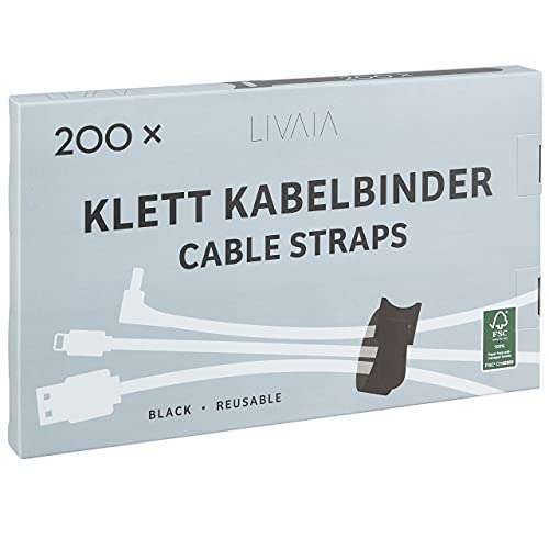 Klett Kabelbinder - 200 Stück wiederverwendbar für Kabelmanagement [Amazon Prime]