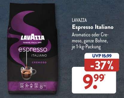 Lavazza Espresso Italiano Cremoso Kaffebohnen @Aldi Süd ab 12.05