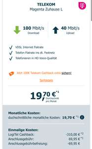 Logitel Telekom Magenta Zuhause L 100mbit/s 310€ Cashback (ohne Mietrouter) +Shopbuddies Cashback 22,50 € +