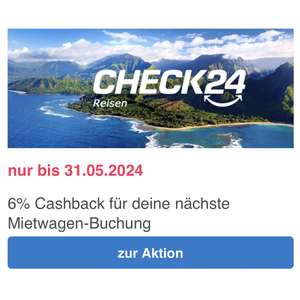 Shoop: 6% Cashback auf Mietwagen bei Check24