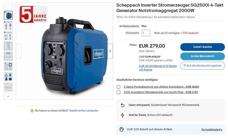 Scheppach Inverter Stromerzeuger SG2500i