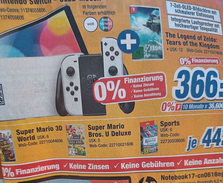 Expert Klein (bundesweit) Nintendo Switch OLED + The legend of Zelda: Tears of the Kingdom 366,- (Abholung)