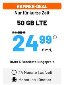 [Sim.de] 50GB LTE bei Drillisch O2 monatlich kündbar 24,99 Euro