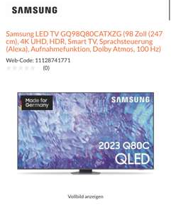 Samsung GQ98Q80CATXZG für effektiv 4999€ nach CB
