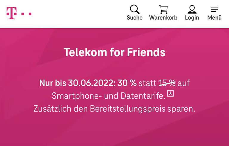 Telekom ForFriends -30% statt -15%