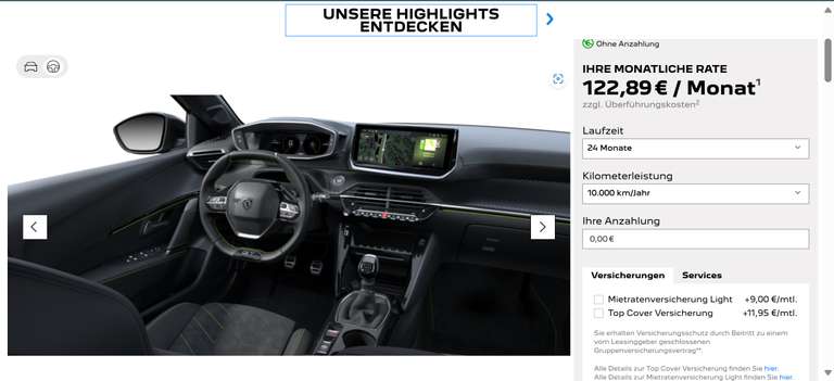 [Privatleasing] Peugeot 208 (2023) GT PureTech (100 PS) für 123€ mtl. | 890€ ÜF | LF 0,40 & GF 0,52 | 24 Monate | 10.000km | konfigurierbar