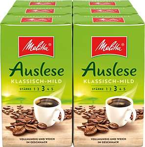Melitta Auslese Klassisch-Mild Filter-Kaffee 6 x 500g, gemahlen (3,19€/Packung) (Prime Spar-Abo)
