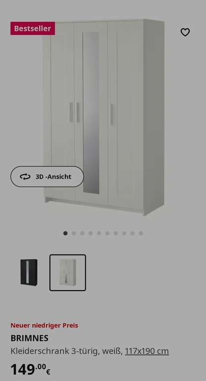 [IKEA] Brimnes Serie | z.B. Kleiderschrank 3-türig 25% günstiger | Dauerhafte Preissenkung