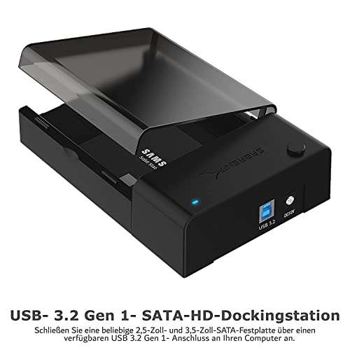 [Prime] SABRENT SSD/HDD 2,5/3,5 Zoll Docking Station (USB 3.2 Gen1 Hard Drive, mit Netzteil, PLUG & PLAY)