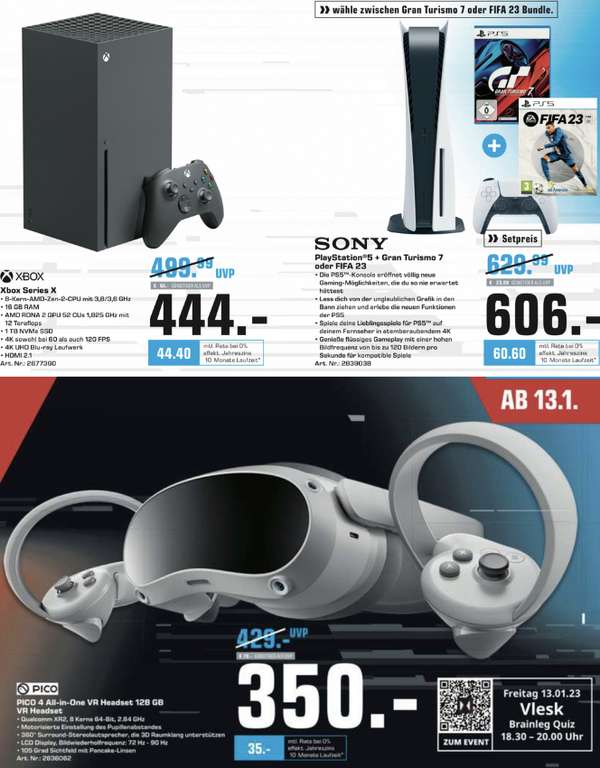 Lokal Saturn Berlin, Köln: XBOX Series X für 444€ / PS5 DualSense Controller + FIFA 23 für 69€ / Playstation 5 + GT7 o FIFA 23 für 606€ usw.