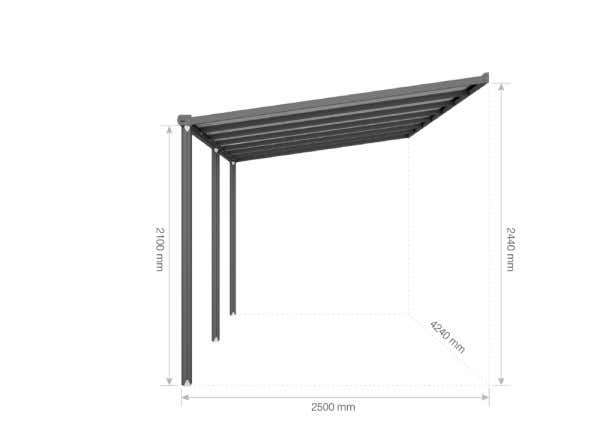 Terrando Terrassenüberdachung Compact Line 424 x 250 cm, RAL 7016, Aluminium, 10 mm Polycarbonat klar, 10 Jahre Garantie,