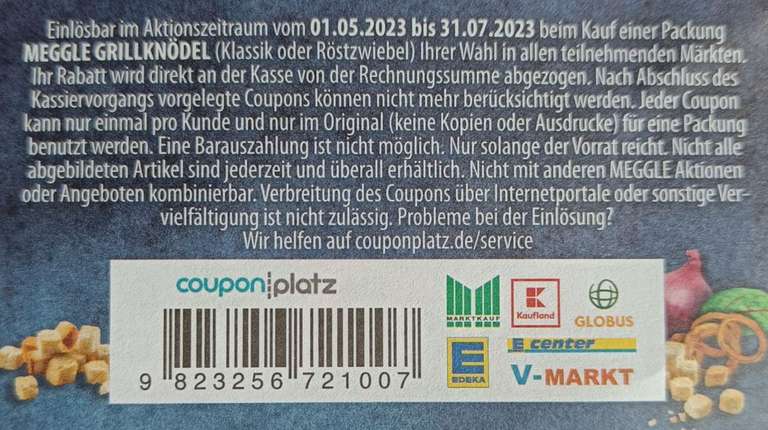 1€ Rabatt für den Kauf einer Packung Meggle Grillknödel bis 31.07.2023