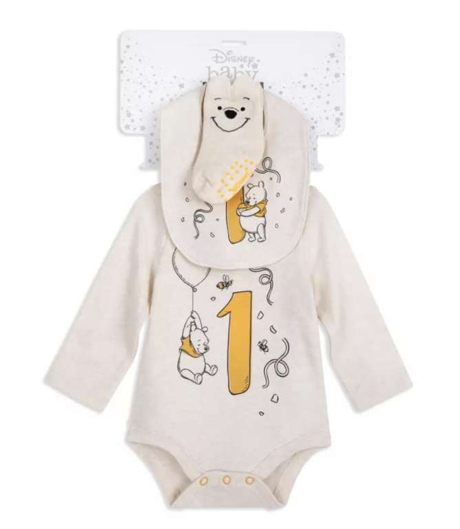 Disney Store - Winnie Puuh - My First Birthday - Baby-Geschenkset - Body - Socken - Lätzchen