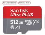 SANDISK Ultra PLUS microSDXC‐UHS‐I‐Karte, Micro-SDXC Speicherkarte, 512 GB, 160 MB/s, Versandkostenfreie