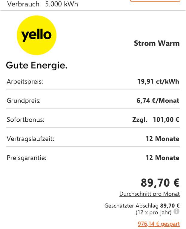 Strom für Wärmepumpe 20,41 ct /kWh Grundpreis 6,74 €/Monat