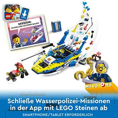 LEGO 60355 City Detektivmissionen der Wasserpolizei, interaktives Abenteuer-Spielset mit Boot und 4 Minifiguren - Amazon.de