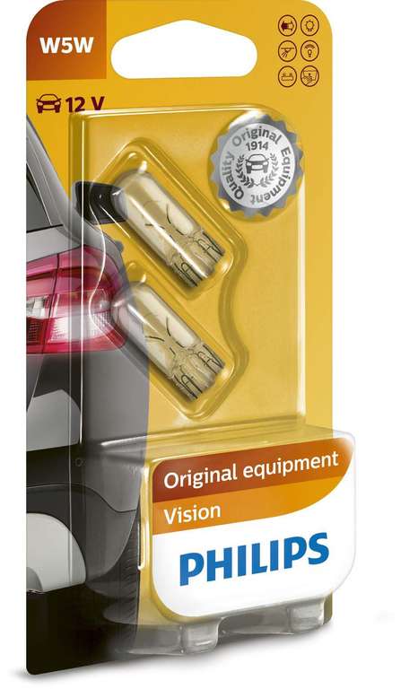 Philips 12961B2 Vision W5W Signallampe, 2er Blister (Prime)