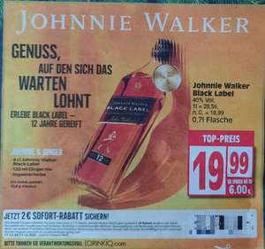 [Edeka Minden-Hannover, offline] Johnnie Walker Black Label mit Papier Coupon für 17,99 €