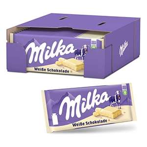 [PRIME/Sparabo] Milka Weiße Schokolade 22 x 100g, Zartschmelzende weiße Milka Tafel Schokolade