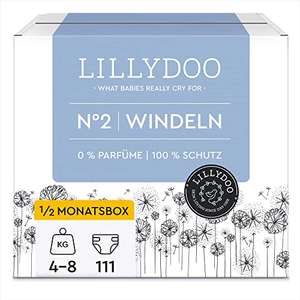 LILLYDOO Windeln Größe 2, 111 Windeln, 0,17 € pro Windel [PRIME, SPARABO, PERSONALISIERT]