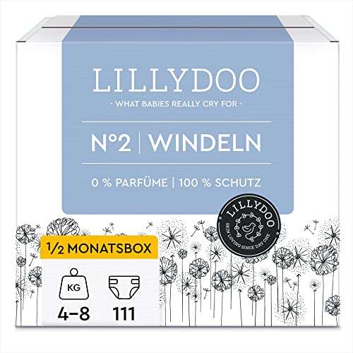 LILLYDOO Windeln Größe 2, 111 Windeln, 0,17 € pro Windel [PRIME, SPARABO, PERSONALISIERT]