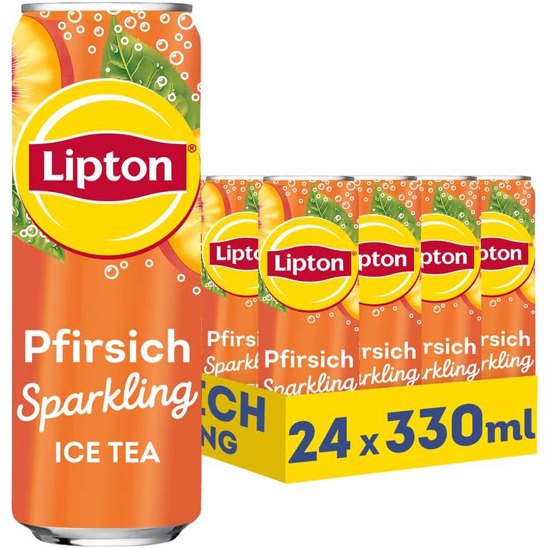 Pfandfehler: Angebot des Tages: LIPTON ICE TEA Sparkling Peach, Eistee mit Kohlensäure und Pfirsich Geschmack, EINWEG (24 x 0.33 l)