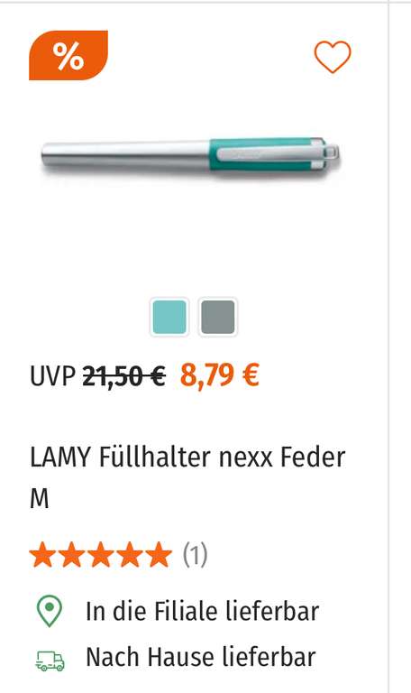 Müller Sonntagsknüller Lamy nexx Füller (bei Abholung 8,79€)
