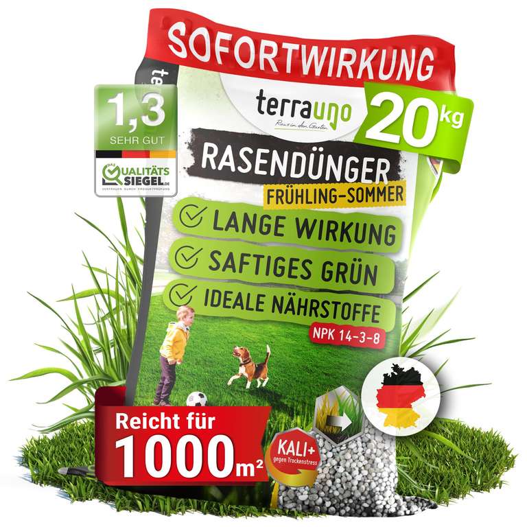TerraUno Rasendnger Langzeitdnger 20kg  Top Pflege & Grnvitalitt at  Amazon | mydealz