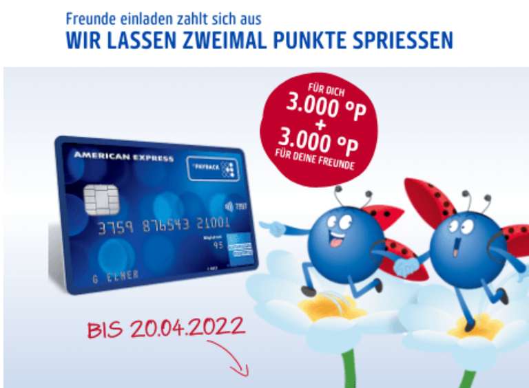 Kostenlose Payback AMEX Kreditkarte: 3000 Punkte (30€) für Werber & 3000 Punkte (30€) für Geworbenen - Freunde werben Freunde (KwK)