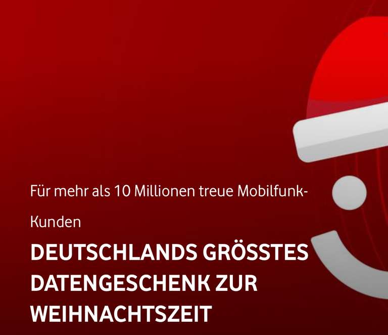 Vodafone 500Gb Datengeschenk an Weihnachten für Privat-& Geschäftskunden(auch Otelo 100gb, SIMon, Lidl Connect 50gb & Datentarife)