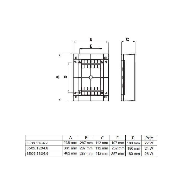 Kopp Aufputz-Verteilerkasten mit Tür (3-reihig für 36 Pole, IP40, mit Klemmleiste & Zubehör, 526x320x145mm)