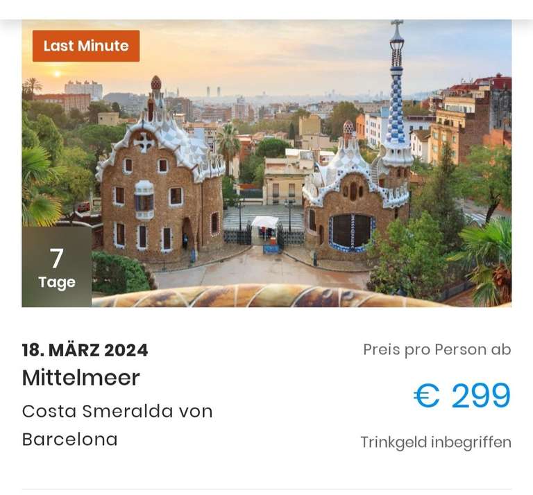 7 Tage Mittelmeerkreuzfahrt ab/bis Barcelona für 249€ p.P. bei Doppelbelegung 18.03.-24.03.2024 Costa Smeralda