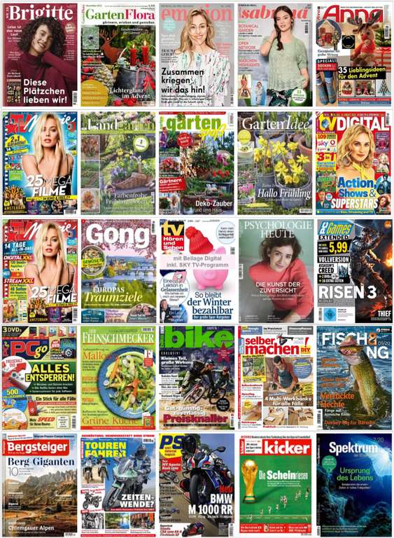 40 Zeitschriften Abos der Post Leserservice Xmas-Aktion, z.B. TV Movie für 58,24€ + 55€ Otto/ 50€ BC // Brigitte,emotion,GartenFlora,bike