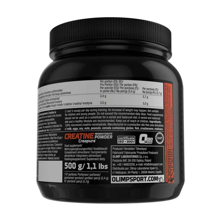 [Amazon Sparabo] Olimp Sport Nutrition- Creapure Monohydrat Powder (500 g). 100% mikronisiertes Kreatinmonohydrat, Creapure in Pulverform