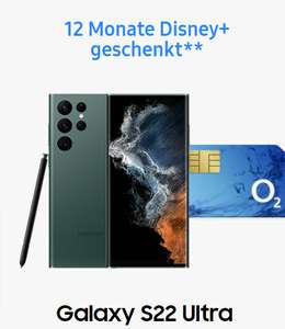 O2 Netz: Samsung Galaxy S22 Ultra 512GB im O2 Free M Boost mit Connect 40GB 5G für 29,99€/Monat, 449€ Zuzahlung, 1 Jahr Disney+